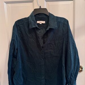 LOFT Womens Teal Shirt Corduroy